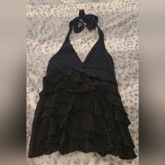 Express Tops - Express Dreamweight Halter Cotton Top in Black- XS